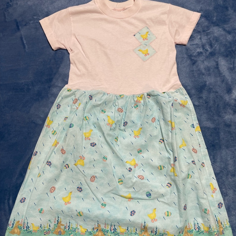 Pink and Blue Duck Print Dress